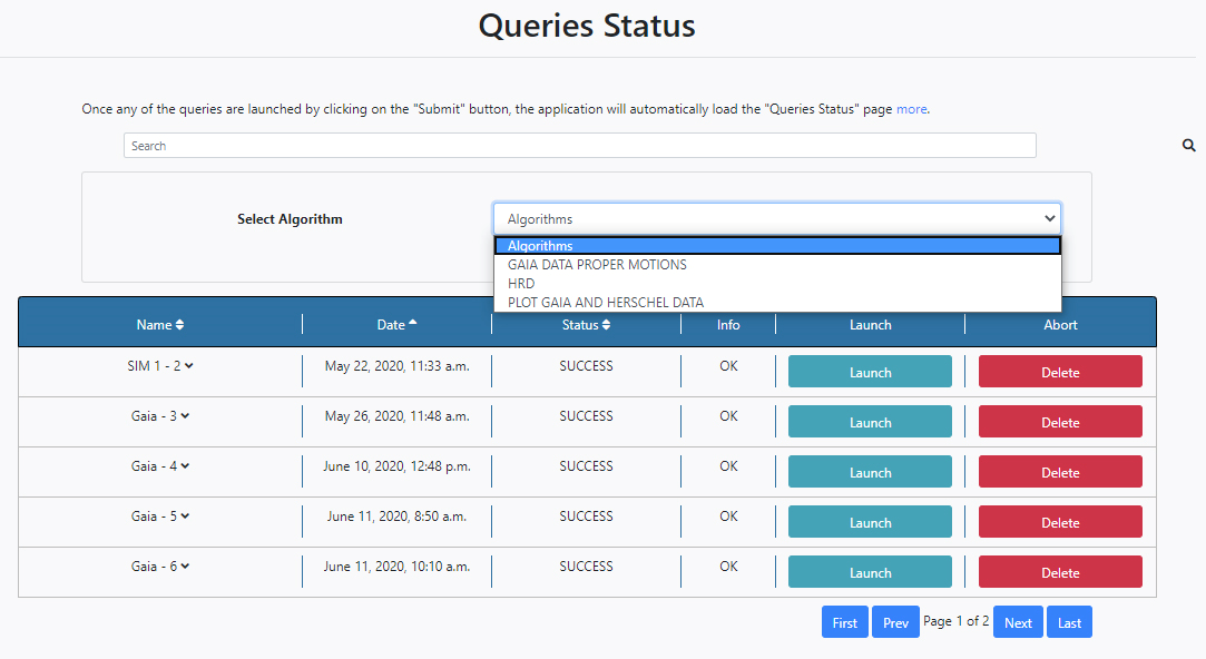 image of Query status